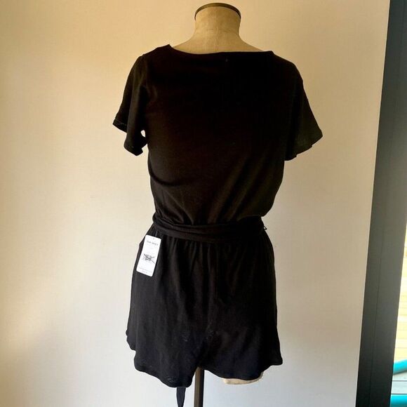 Free People Ballerina Short Romper NWT Size XS black linen blend miniamlist - Picture 2 of 6